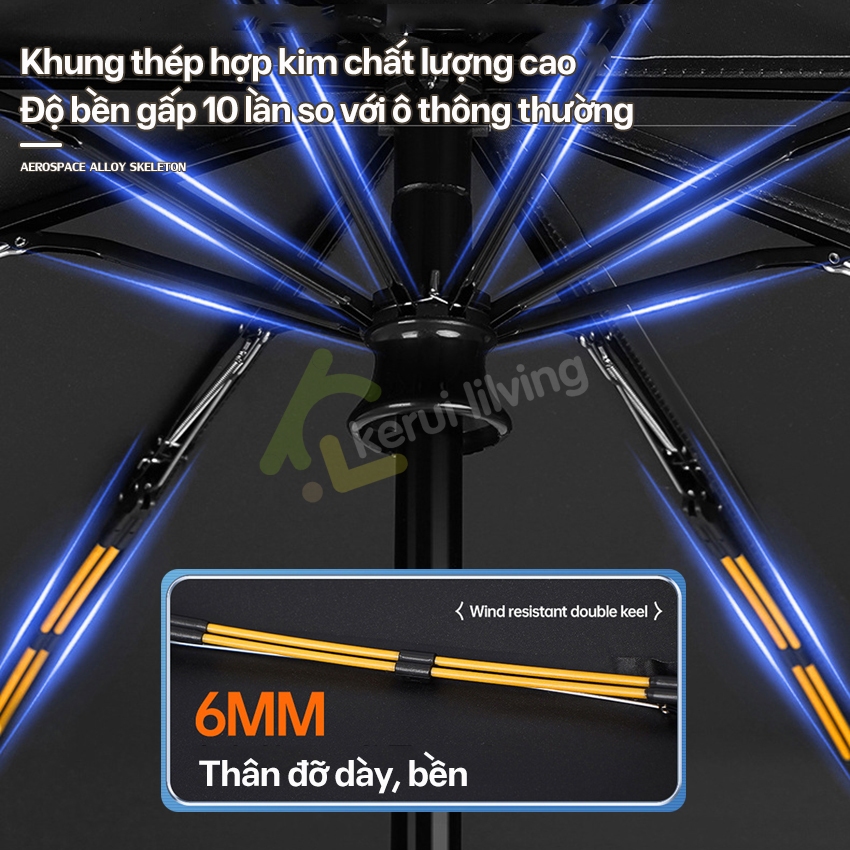 Dù gấp gọn che nắng mưa LUMERA, chống tia cực tím, tự động đóng mở, tán ô dày dặn chắc chắn chịu gió