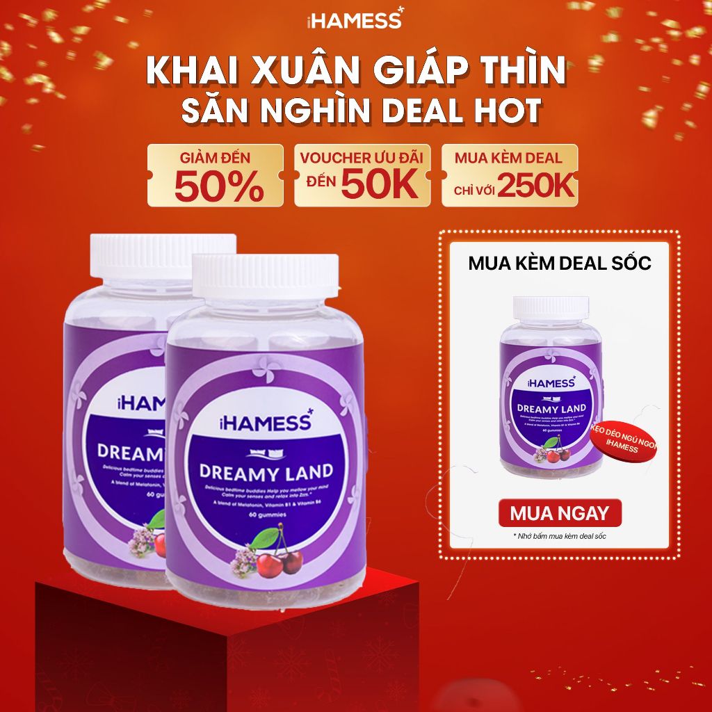 Combo Kẹo dẻo ngủ ngon iHamess, Hỗ trợ tăng cường chất lượng giấc ngủ, Dễ ngủ hơn, Sâu giấc hơn 60 viên x 4gr