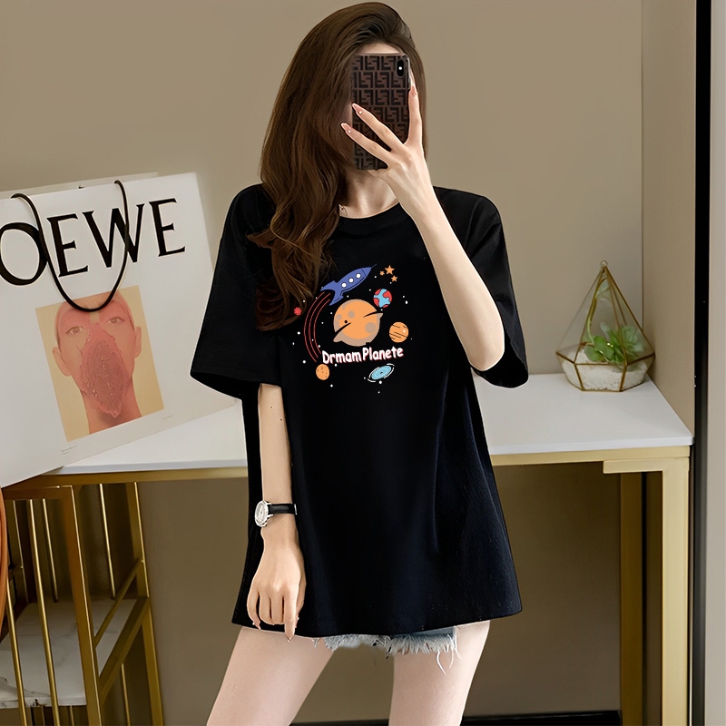 Ảnh Áo thun nữ dáng rộng - Áo phông nữ form rộng 95% cotton - Loza G0129 4