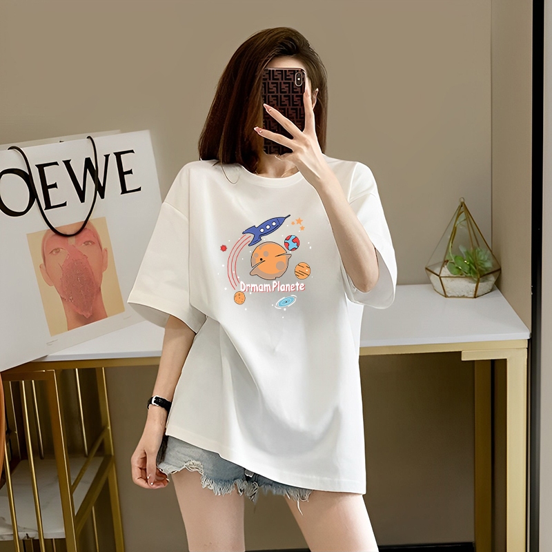 Ảnh Áo thun nữ dáng rộng - Áo phông nữ form rộng 95% cotton - Loza G0129 2