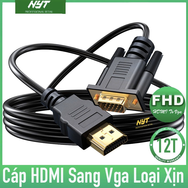 Dây HDMI To VGA Dài 0.5M - 10M Cao Cấp NYT H2V101 - Bảo Hành 12T Đổi ...