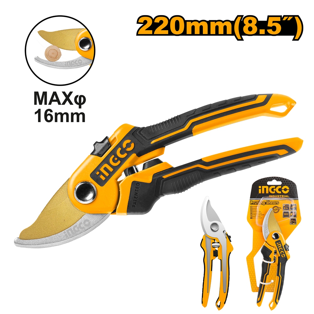 Ảnh Kéo cắt cành cây cao cấp dài 220mm, chất liệu thép carbon 55 siêu cứng, tay cầm bọc nhựa INGCO HPS0601 1