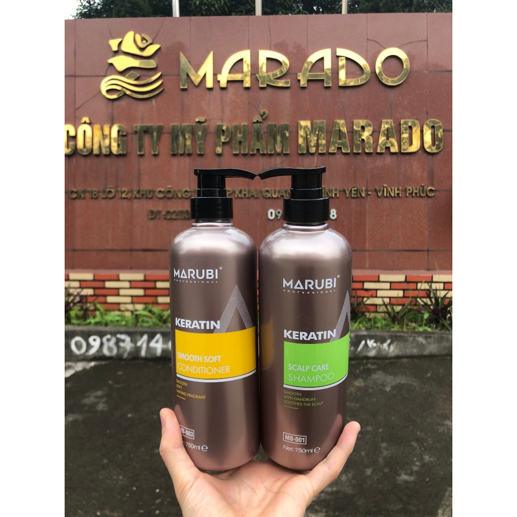 Marubi Keratin Cặp Dầu Gội Xả 750ml Siêu Mềm Mượt hương thơm nước hoa [cam kết hoàn tiền trong vòng 7 ngày nếu ko ưng]