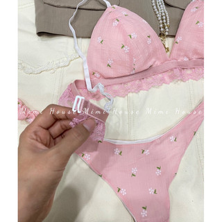 Set đồ lót chất đũi tơ tone hồng baby - design by Mimi house