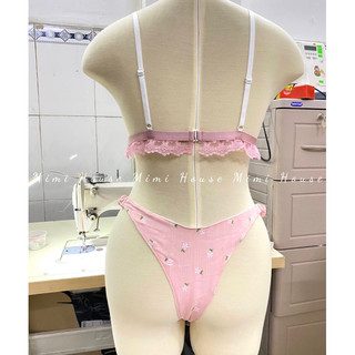 Set đồ lót chất đũi tơ tone hồng baby - design by Mimi house