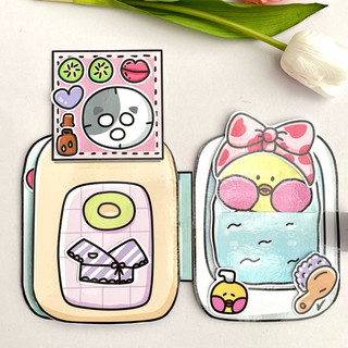 Đồ chơi Ngôi nhà Mukbang vs túi trang điểm của vịt Lalafan - búp bê giấy pighandmade