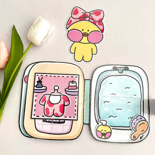 Đồ chơi Ngôi nhà Mukbang vs túi trang điểm của vịt Lalafan - búp bê giấy pighandmade
