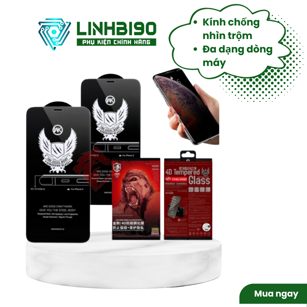 Kính Cường Lực Chống Nhìn Trộm Kingkong Dành Cho điện Thoại Ip Cường