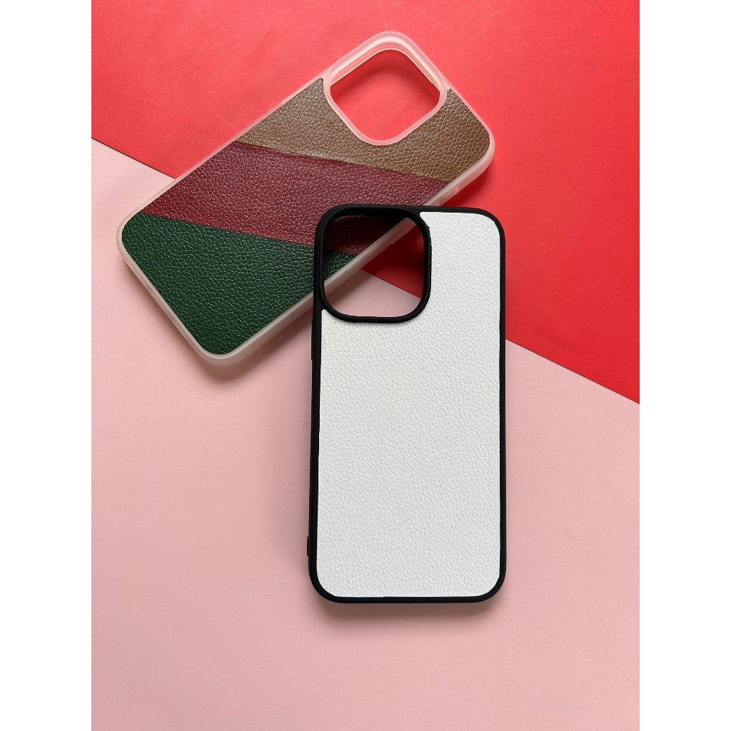 Ốp da iphone màu trắng và sọc 3 màu