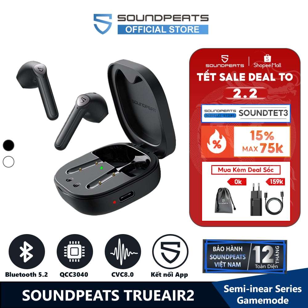 Bluetooth V5.2 Wireless Earbuds, SoundPEATS TrueAir2 Wireless Earphones  with Qualcomm QCC3040, 4-Mic cVc 8.0, 25-Hour Total Playtime, TrueWireless  Mirroring, Touch Control: : Electronics & Photo