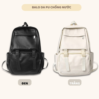 Balo da pu trơn balo đi học nam nữ đơn giản nhiều ngăn có nắp gập thời trang phong cách Hàn Quốc BL27
