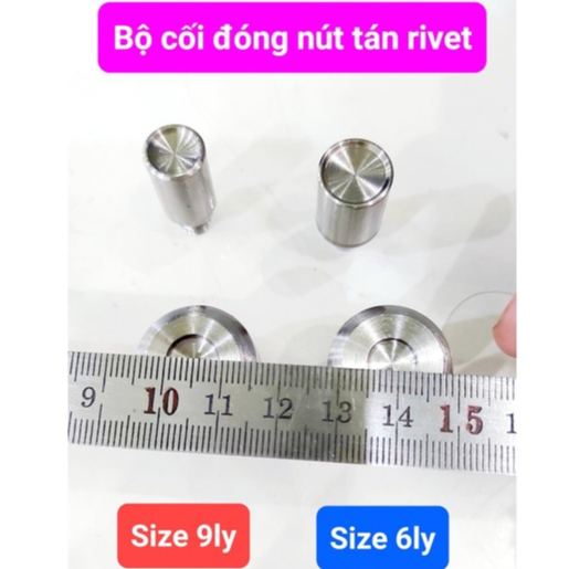 Bộ cối đóng nút tán 2 mặt (nút rivet) Size 6ly, 9ly Bằng thép trắng ...