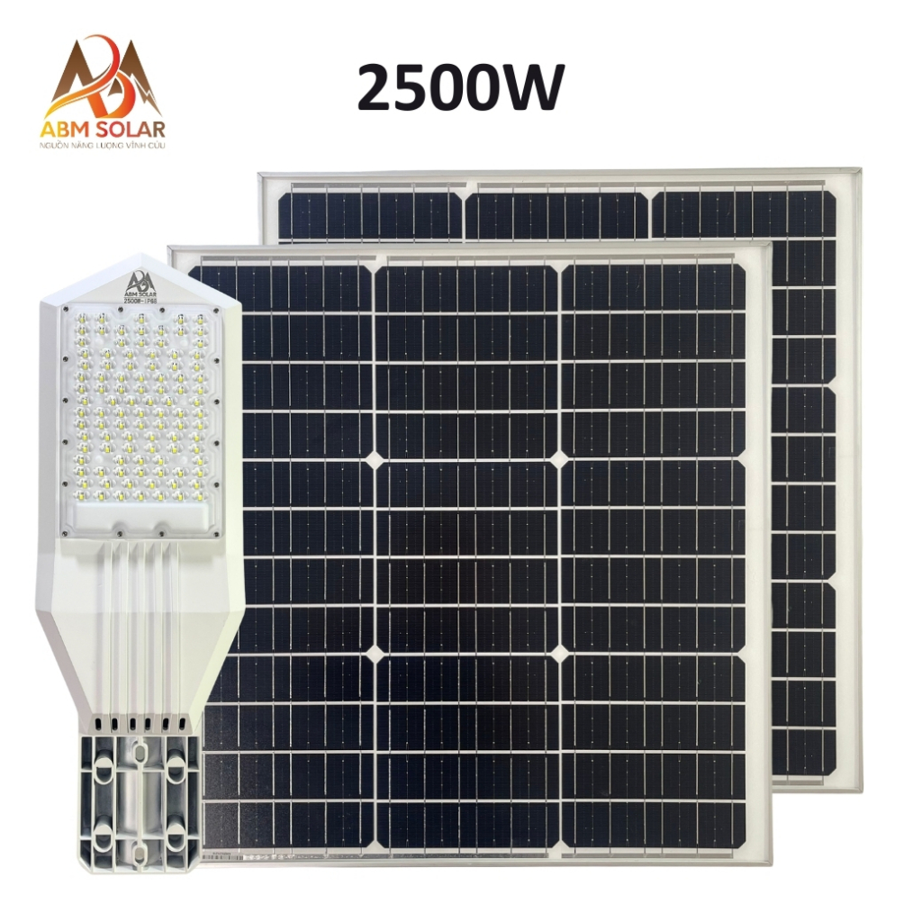 [2500W] Đèn Công Trình Dự Án Công Suất Lớn Năng Lượng Mặt Trời ABMSOLAR, Vỏ Nhôm Nguyên Khối, Chiếu Sáng Diện Tích 450m2