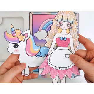 Đồ chơi Ngôi nhà ước mơ của bé Nana và chú ngựa bảy màu 🦄 - búp bê giấy