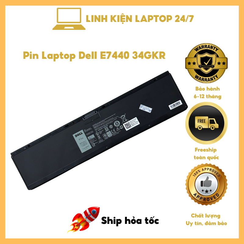 Batterie Replacement Dell Latitude E7440 E7450 - 4600mAh - 7.4V - Compatible 34GKR 3RNFD