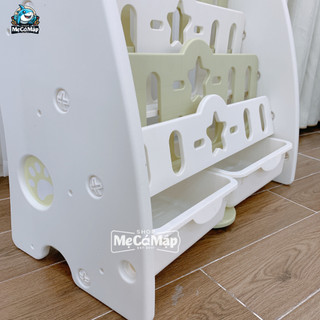 Kệ Sách Nhựa Cho Bé Pakey Hình Gấu Kèm 2 Khay Đựng Đồ, Giá Sách Cho Bé Nhiều Ngăn Bảo Hành 1 Năm