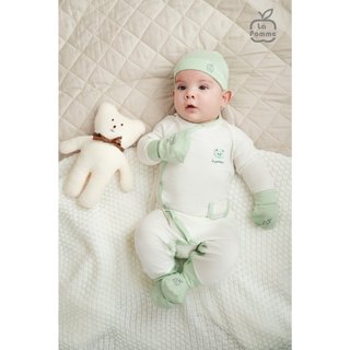 La pomme SS2024 set sơ sinh họa tiết trắng xanh