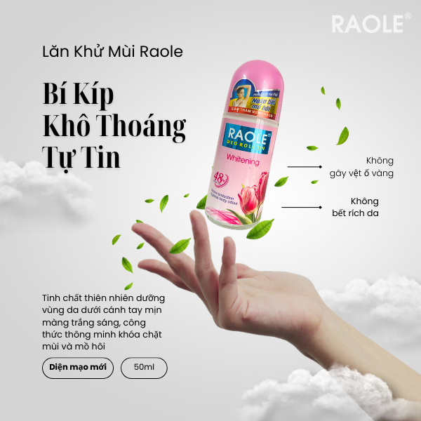 Lăn Khử Mùi Hương Nước Hoa Raole - Khô Thoáng Suốt 48h Ngăn Mồ Hôi Hiệu Quả Không Ố Vàng