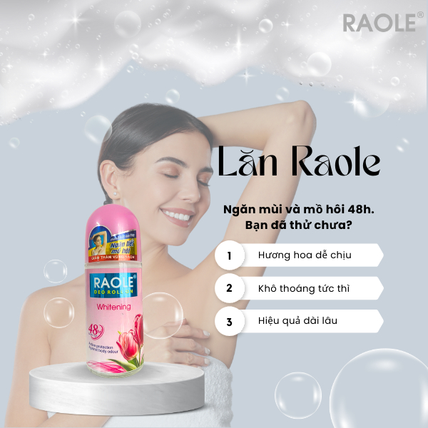 Lăn Khử Mùi Hương Nước Hoa Raole - Khô Thoáng Suốt 48h Ngăn Mồ Hôi Hiệu Quả Không Ố Vàng