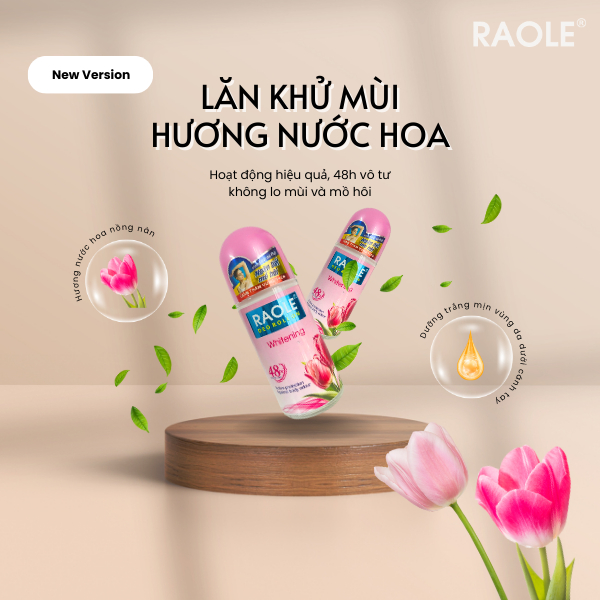 Lăn Khử Mùi Hương Nước Hoa Raole - Khô Thoáng Suốt 48h Ngăn Mồ Hôi Hiệu Quả Không Ố Vàng