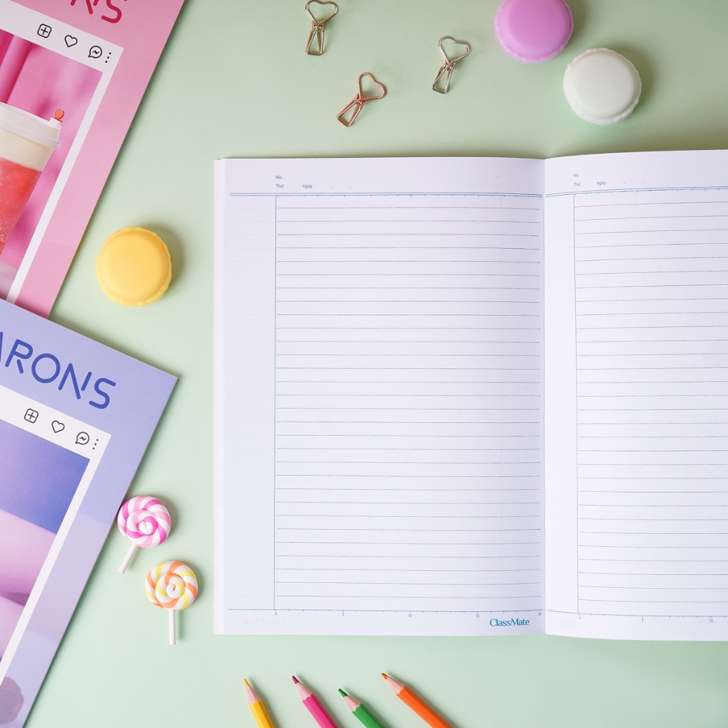 Vở ClassMate Vở Viết 80/120/200 Trang B5, Bìa Thiết Kế Macarons Cán Mờ Chống Nước, Dòng Kẻ 2 Màu Chống Lóa, Tập Ghi Bài