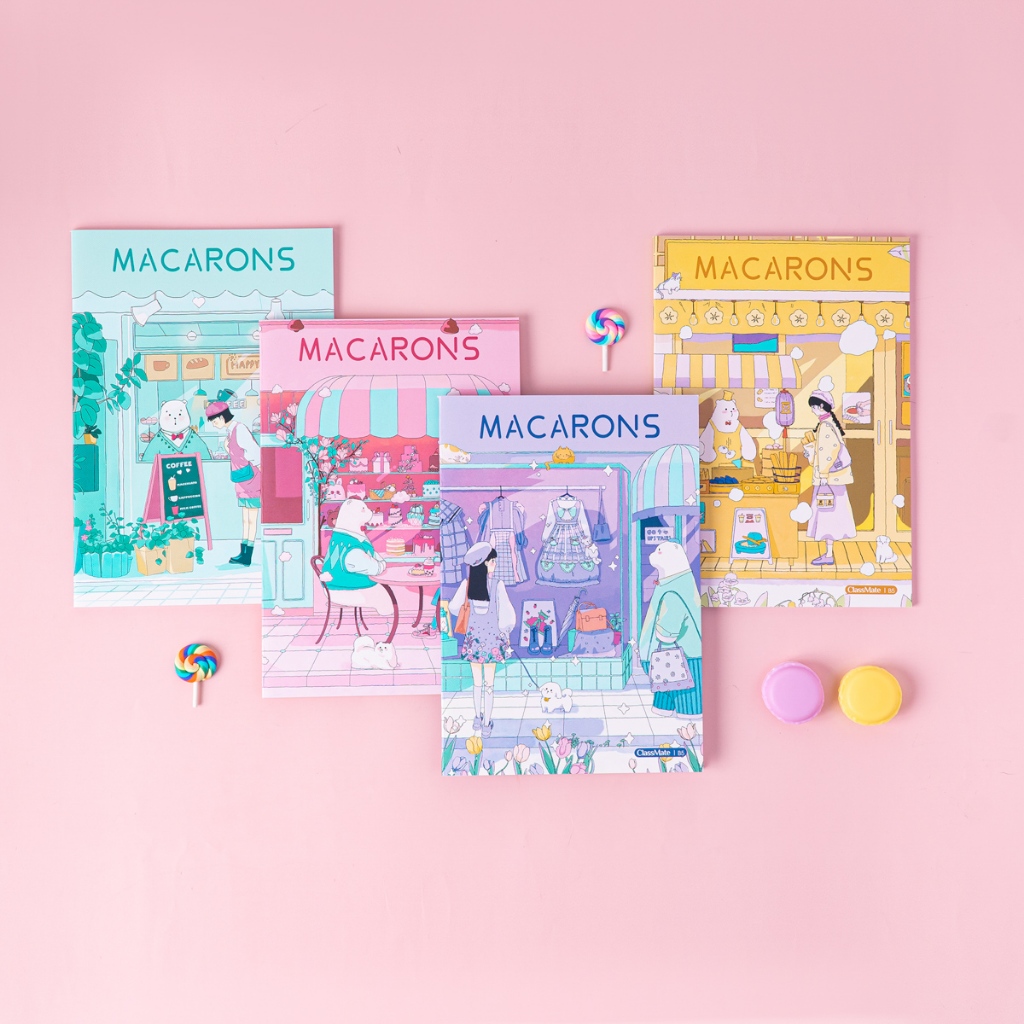 Vở ClassMate Vở Viết 80/120/200 Trang B5, Bìa Thiết Kế Macarons Cán Mờ Chống Nước, Dòng Kẻ 2 Màu Chống Lóa, Tập Ghi Bài