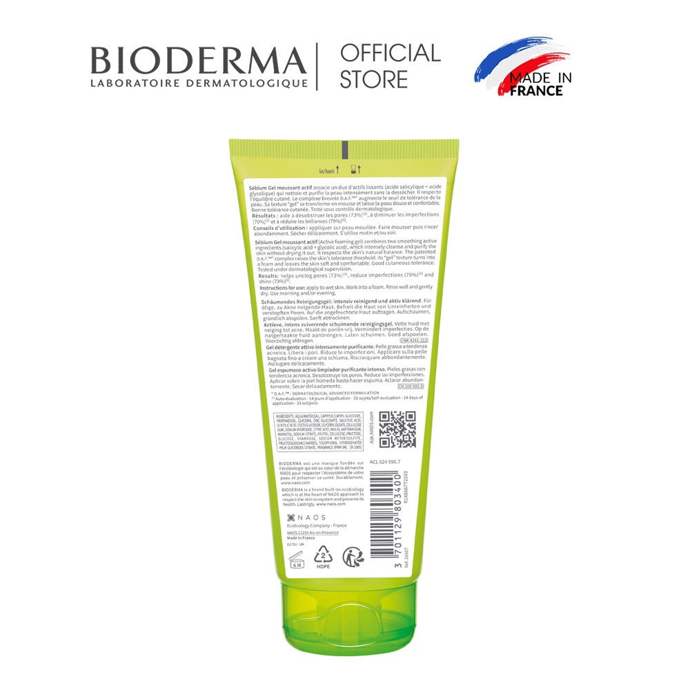 Ảnh Gel rửa mặt làm sạch sâu và giảm mụn Bioderma Sébium Gel moussant actif - 200ml 3