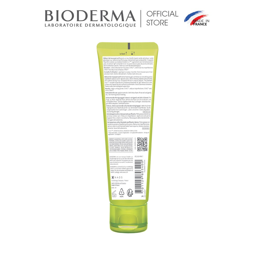 Ảnh Gel rửa mặt làm sạch sâu và giảm mụn Bioderma Sébium Gel moussant actif - 45ml 2