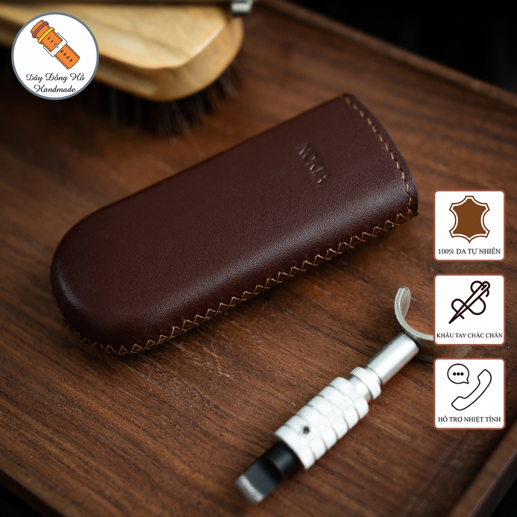 Mino Crafts - Bao da diện thoại N0KIA 6700, 8000 - Bao da handmade - Màu nâu