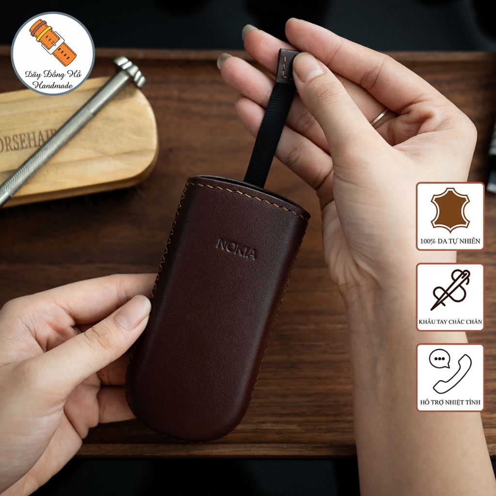 Mino Crafts - Bao da cho điện thoại N0KIA 6700, 8800 - Đồ da Handmade - Màu nâu