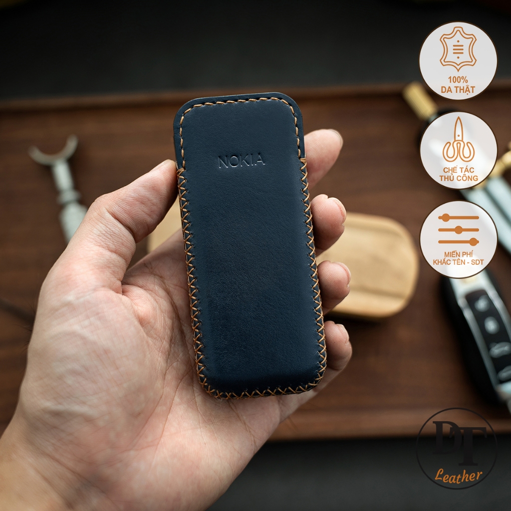 Mino Crafts - Bao da điện thoại N0KIA 6700,  8800 - Đồ da Handmade - Da bò nhập khẩu - Màu xanh navy