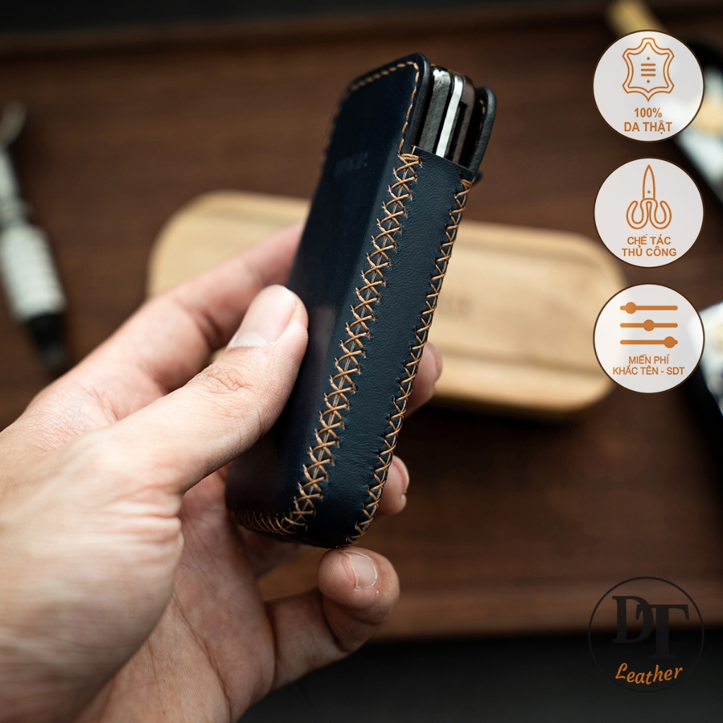 Mino Crafts - Bao da điện thoại N0KIA 6700,  8800 - Đồ da Handmade - Da bò nhập khẩu - Màu xanh navy