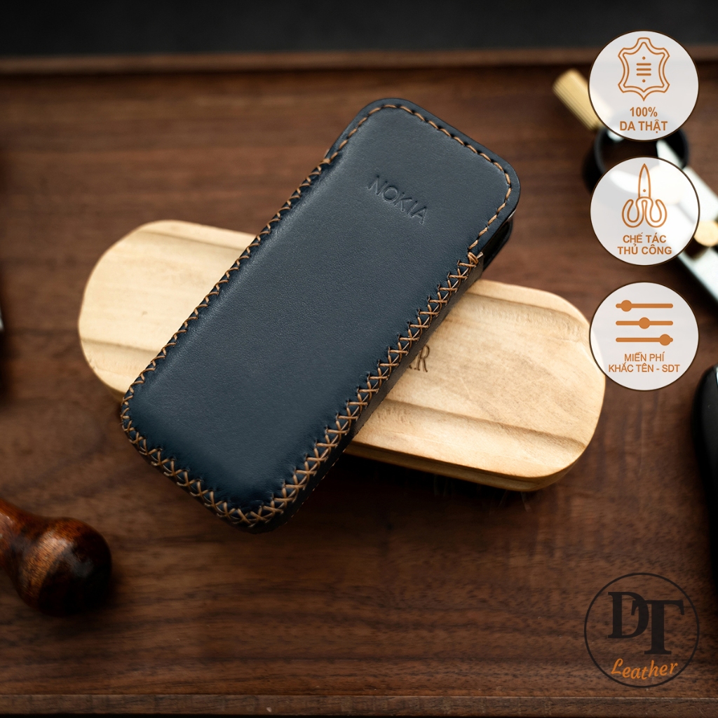 Mino Crafts - Bao da điện thoại N0KIA 6700,  8800 - Đồ da Handmade - Da bò nhập khẩu - Màu xanh navy