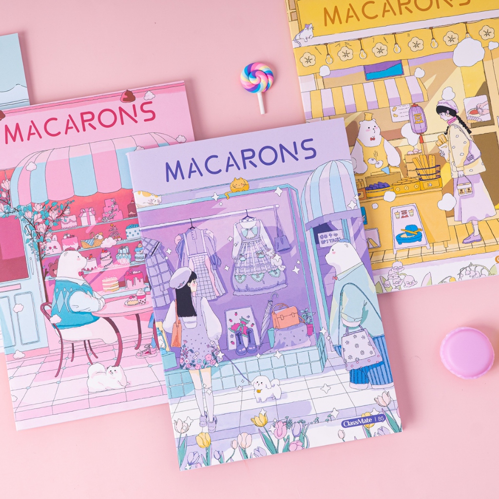 Vở ClassMate Vở Viết 80/120/200 Trang B5, Bìa Thiết Kế Macarons Cán Mờ Chống Nước, Dòng Kẻ 2 Màu Chống Lóa, Tập Ghi Bài