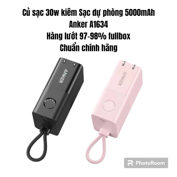 Pin sạc dự phòng 30w 2 in 1 Anker A1634-511 cũ 97-99% 5000mAh fullbox, vừa là củ sạc, vừa là sạc dự phòng