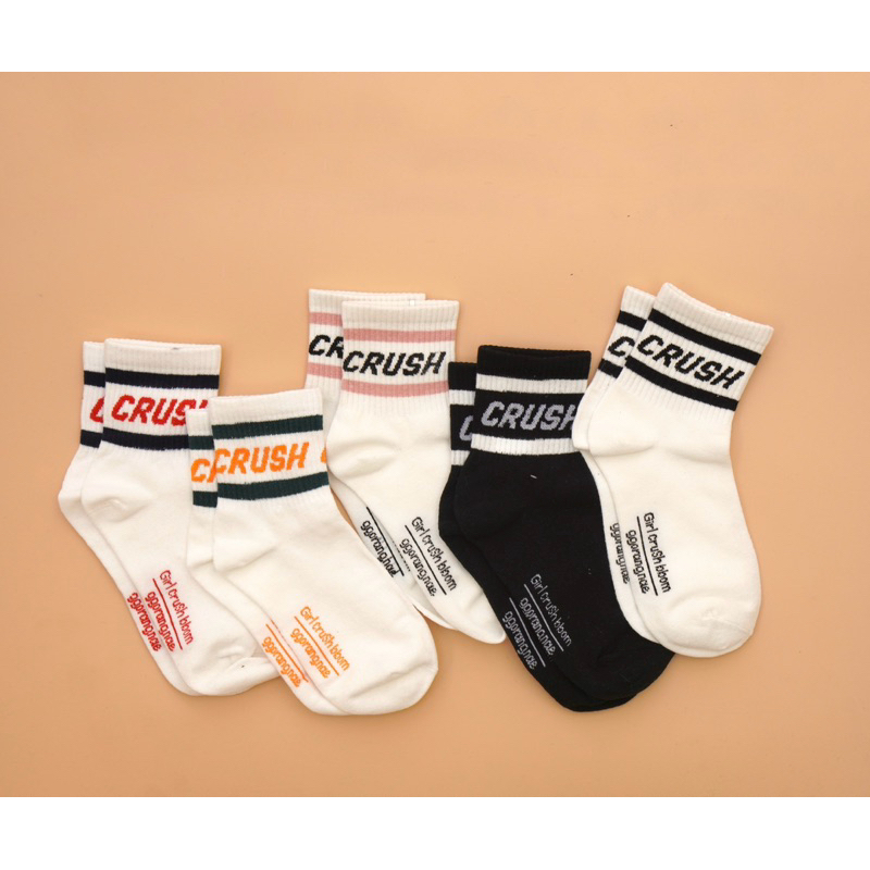 Tất Vớ Cổ Trung Cổ Lửng Chữ CRUSH Chất Liệu Cotton Co Dãn Phong Cách Hàn Quốc Độc Đáo Thời Trang