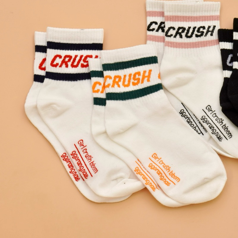 Tất Vớ Cổ Trung Cổ Lửng Chữ CRUSH Chất Liệu Cotton Co Dãn Phong Cách Hàn Quốc Độc Đáo Thời Trang