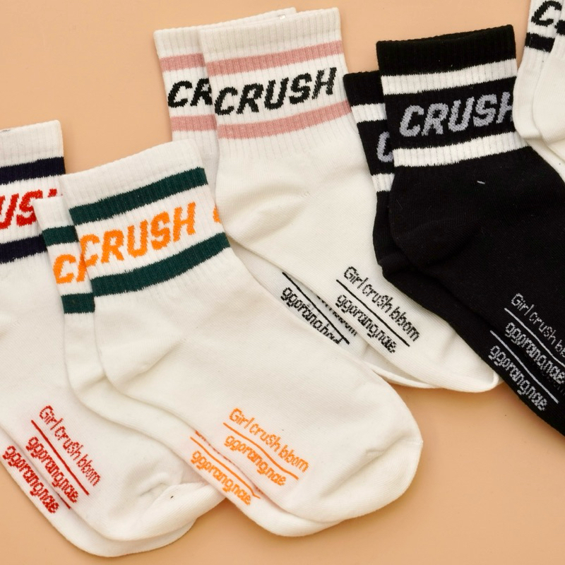 Tất Vớ Cổ Trung Cổ Lửng Chữ CRUSH Chất Liệu Cotton Co Dãn Phong Cách Hàn Quốc Độc Đáo Thời Trang