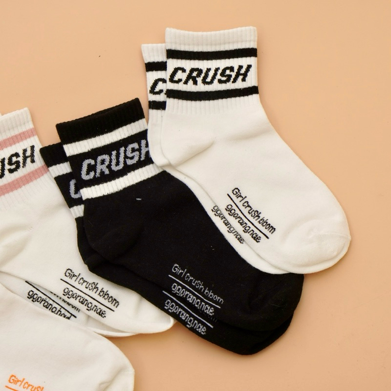 Tất Vớ Cổ Trung Cổ Lửng Chữ CRUSH Chất Liệu Cotton Co Dãn Phong Cách Hàn Quốc Độc Đáo Thời Trang