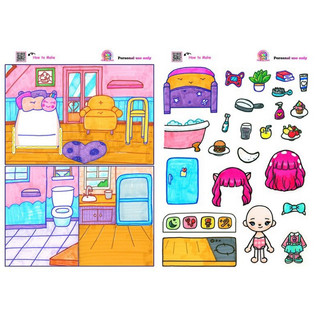 Đồ chơi Ngôi nhà nhỏ của bé Mèo tóc hồng - Búp bê giấy