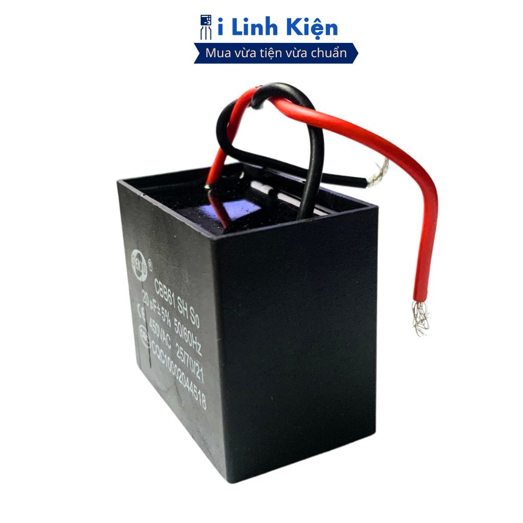 Tụ quạt 20UF CBB61 dây chính hãng SENJU, JCCONs chất lượng ilinhkien