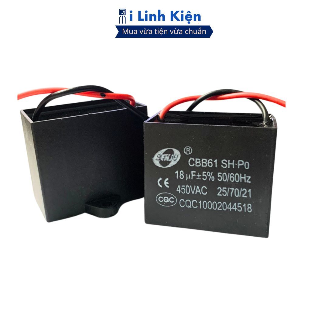 Tụ quạt 20UF CBB61 dây chính hãng SENJU, JCCONs chất lượng ilinhkien