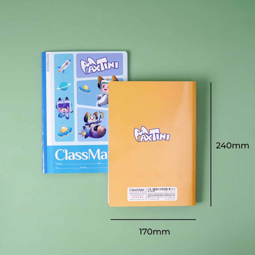 Vở Ô Li Classmate Vở 4 ÔLy (2.5x2.5mm) 80 Trang, Vở ÔLi Thiết Kế Maxtini Cán Màng Mờ, 100gsm Cho Các Bé Cấp1 NC1-80-005