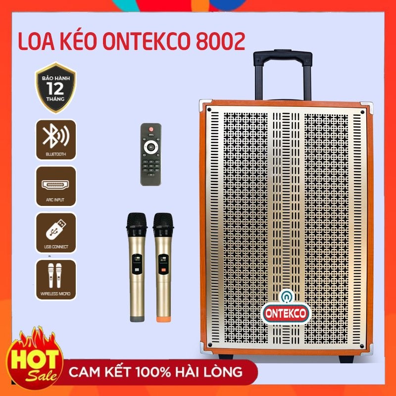 Loa kéo bluetooth Ontekco 8001 di động Tặng kèm 1 mic không dây ...