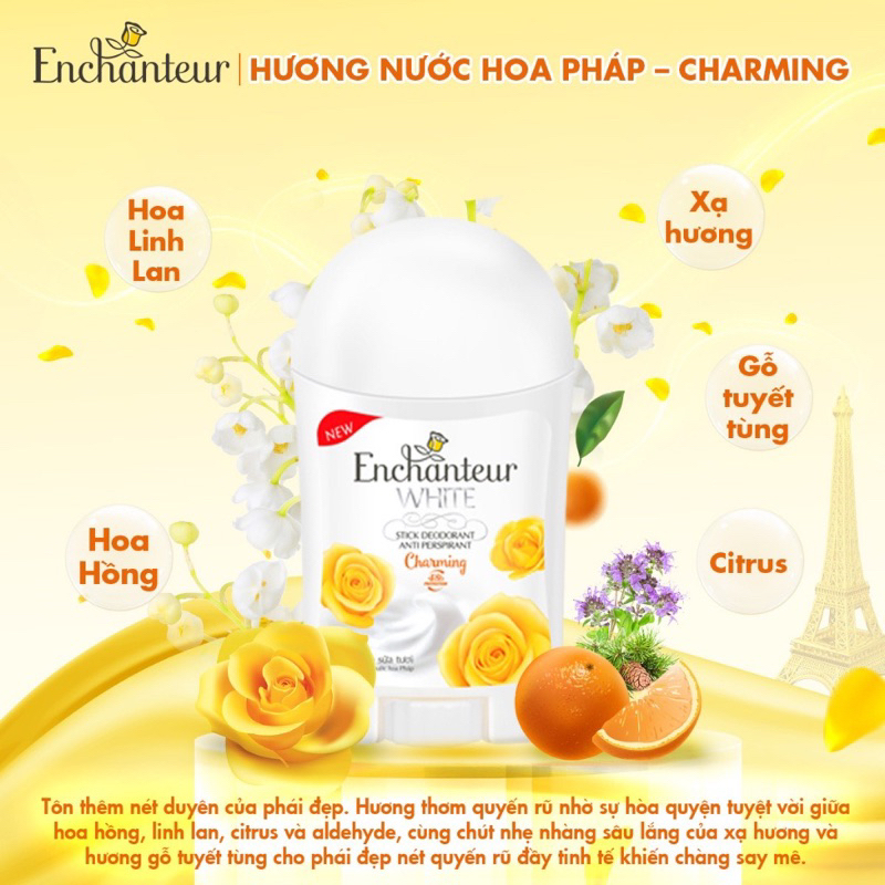 Sáp khử mùi trắng da hương hoa enchanteur 40gr ( đủ mùi )