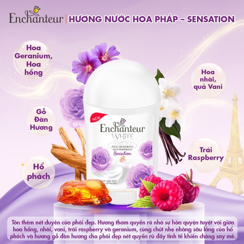 Sáp khử mùi trắng da hương hoa enchanteur 40gr ( đủ mùi )