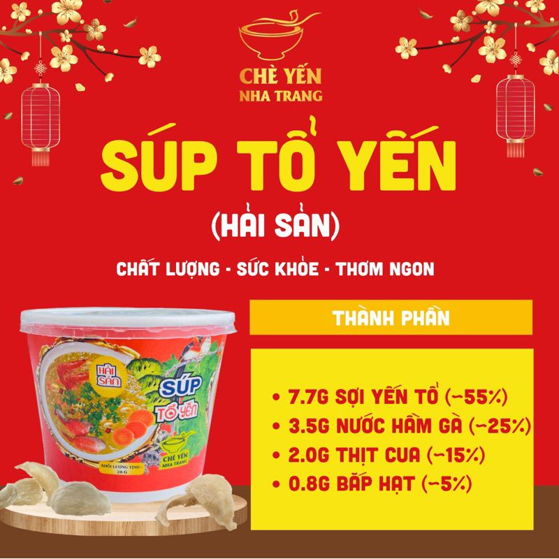 [ MUA 5 TẶNG 1 - CHÍNH HÃNG ] SÚP TỔ YẾN ĂN LIỀN HẢI SẢN YẾN SÀO CAO CẤP 100% SỢI YẾN THẬT