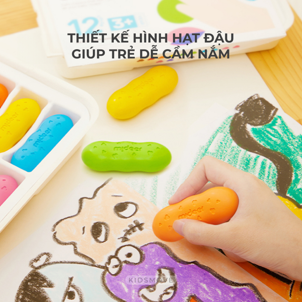 Ảnh Màu sáp Lụa hạt Đậu Mideer Pease Crayons, Bút Sáp Màu Hữu Cơ An Toàn cho bé 3