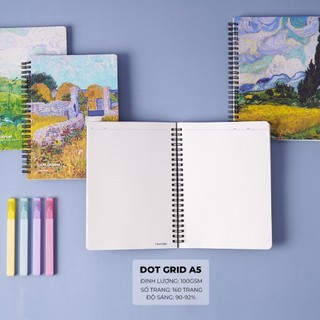 Sổ Lò Xo A5 160 Trang CLASSMATE VANGOGH,  Sổ Tay A5 Dòng Kẻ Chấm Dot Grid Định Lượng 100gsm 16-003A5
