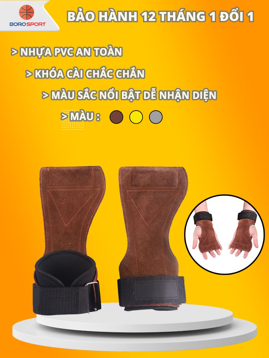 Ảnh Găng Tay Tập Gym Bảo Hành 12 Tháng Bao Tay Gym Nam Chất Liệu Da Êm Ái Cầm Nắm Dễ Dàng Lifting Grips Cleacco BORO SPORT 1